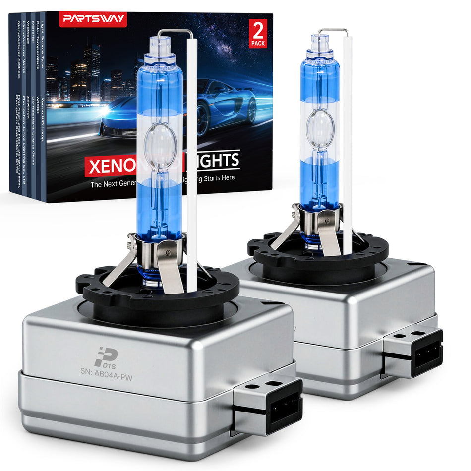 D1S HID Headlight Bulbs, 6000K Daylight White, 35W Xenon OEM Replacement 66144 6145 61402, Anti-aging Blue Coating, Road Legal Ready, Pack of 2