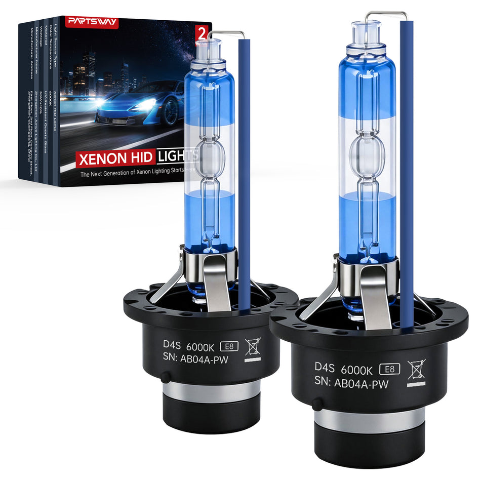 D4R HID Headlight Bulbs, 6000K Daylight White, 35W Xenon OEM Replacement 42406 66450 42406C1, Anti-aging Blue Coating, Road Legal Ready, Pack of 2